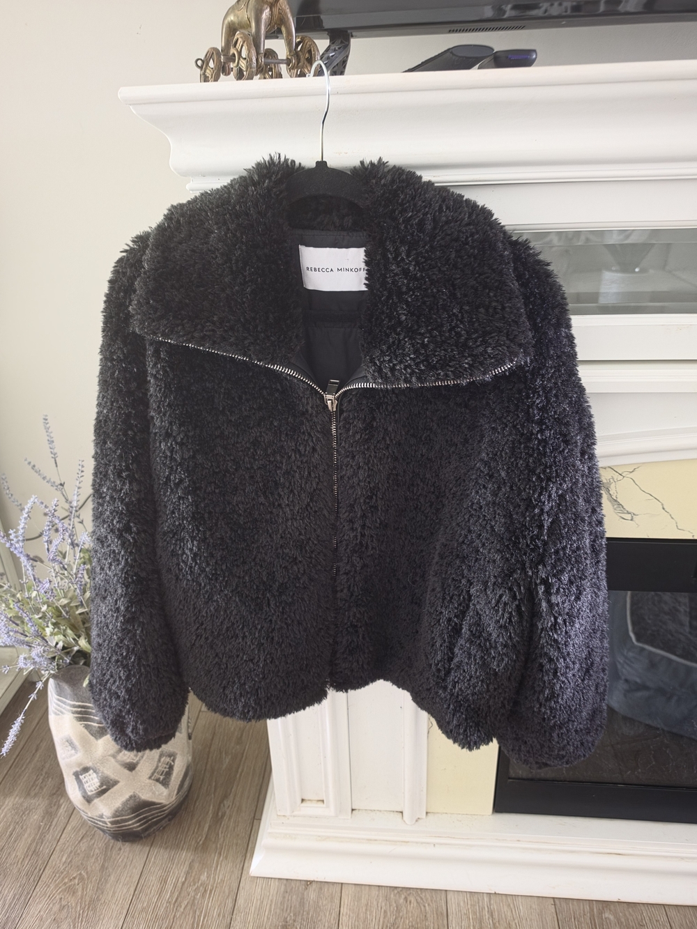 Rebecca Minkoff Plush Black Teddy Zip Jacket